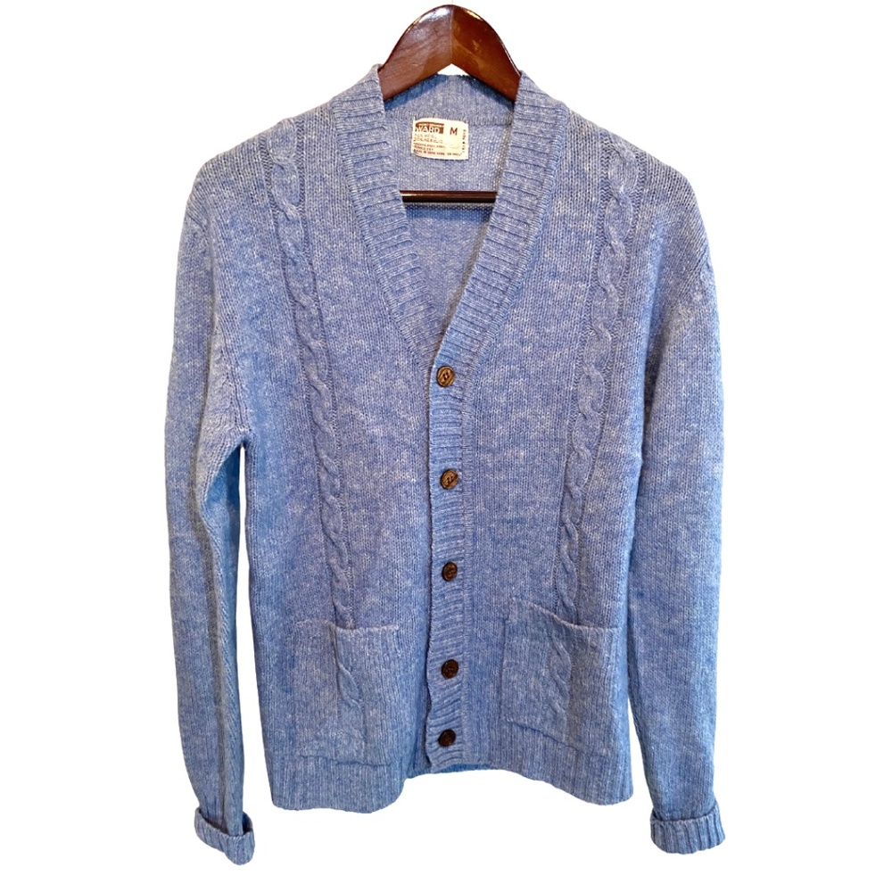 Mens Vintage 60's baby blue cardigan by MontgomeryWard